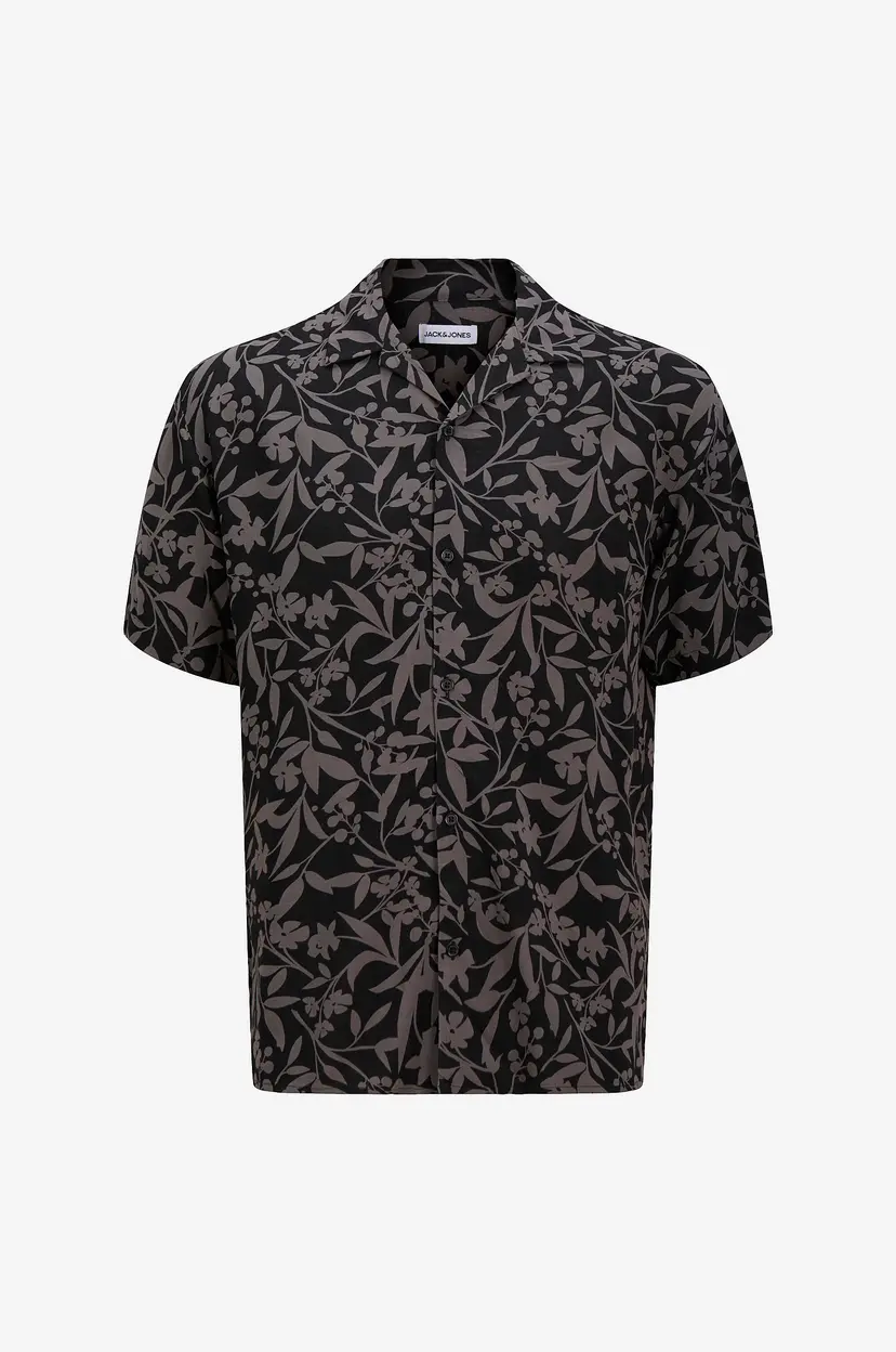 Jack & Jones Junior Skjorte jjJeff Monochrome Resort Shirt SS J - Svart