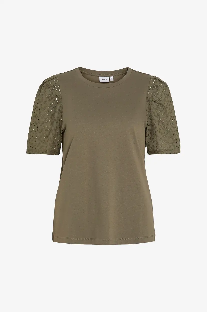 Vila Topp viMerry S/S Emb Anglaise Top - Grønn