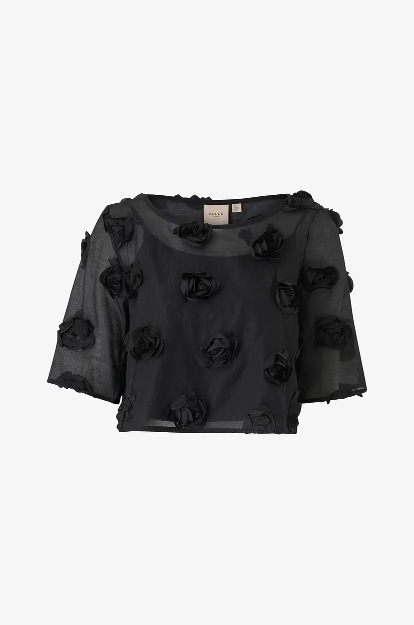 Rouge Vila Bluse viFlory SS O-neck Top - Svart