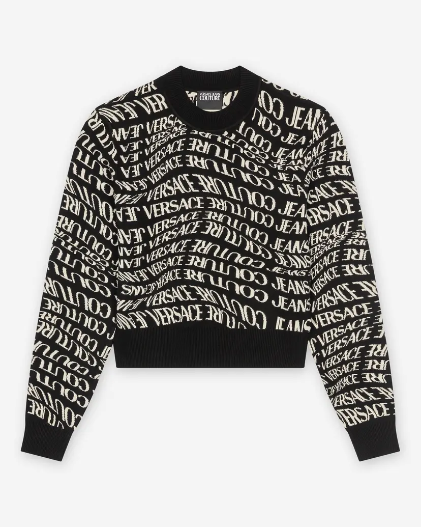 Versace Jeans Couture Versace Jeans Couture Jacqard Logo Liquify Black Sweatshirt