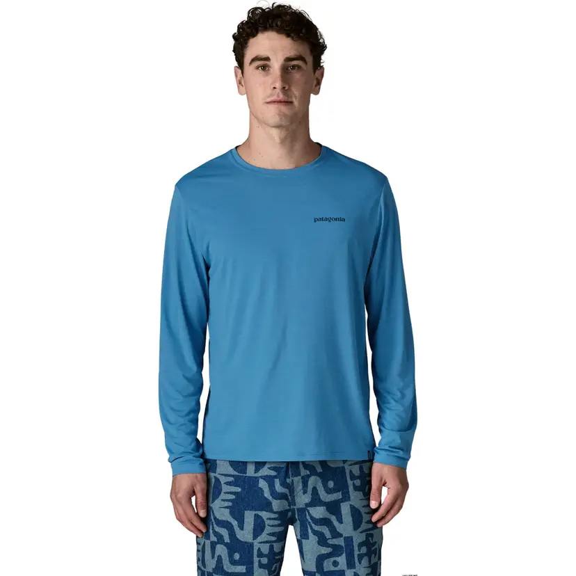 Patagonia Patagonia M L/S Cap Cool Daily Shirt - Board Logo Shore Blue - Light Shore Blue X-Dye