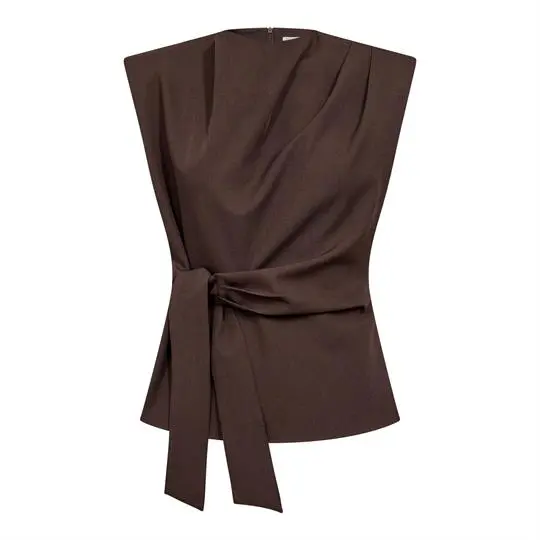 Co Couture Co' Couture - Luna Pleat Top - Dark Brown