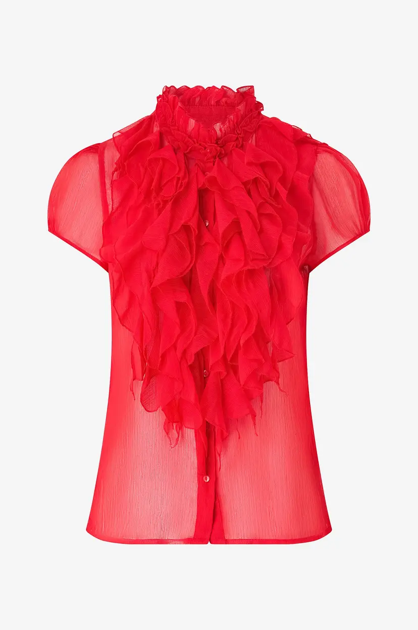 Saint Tropez Bluse LiljaSZ Crinkle SS Shirt - Rød