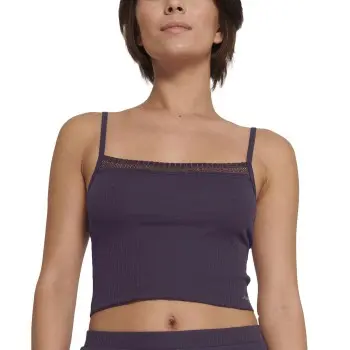 Sloggi Sloggi GO Ribbed Crop Top Mørkelilla bomull Small Dame