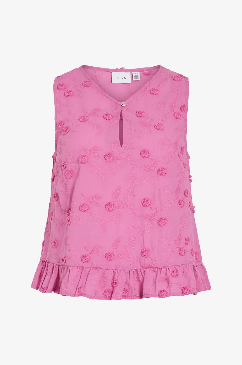 Vila Bluse viSimone V-neck S/L - Rosa