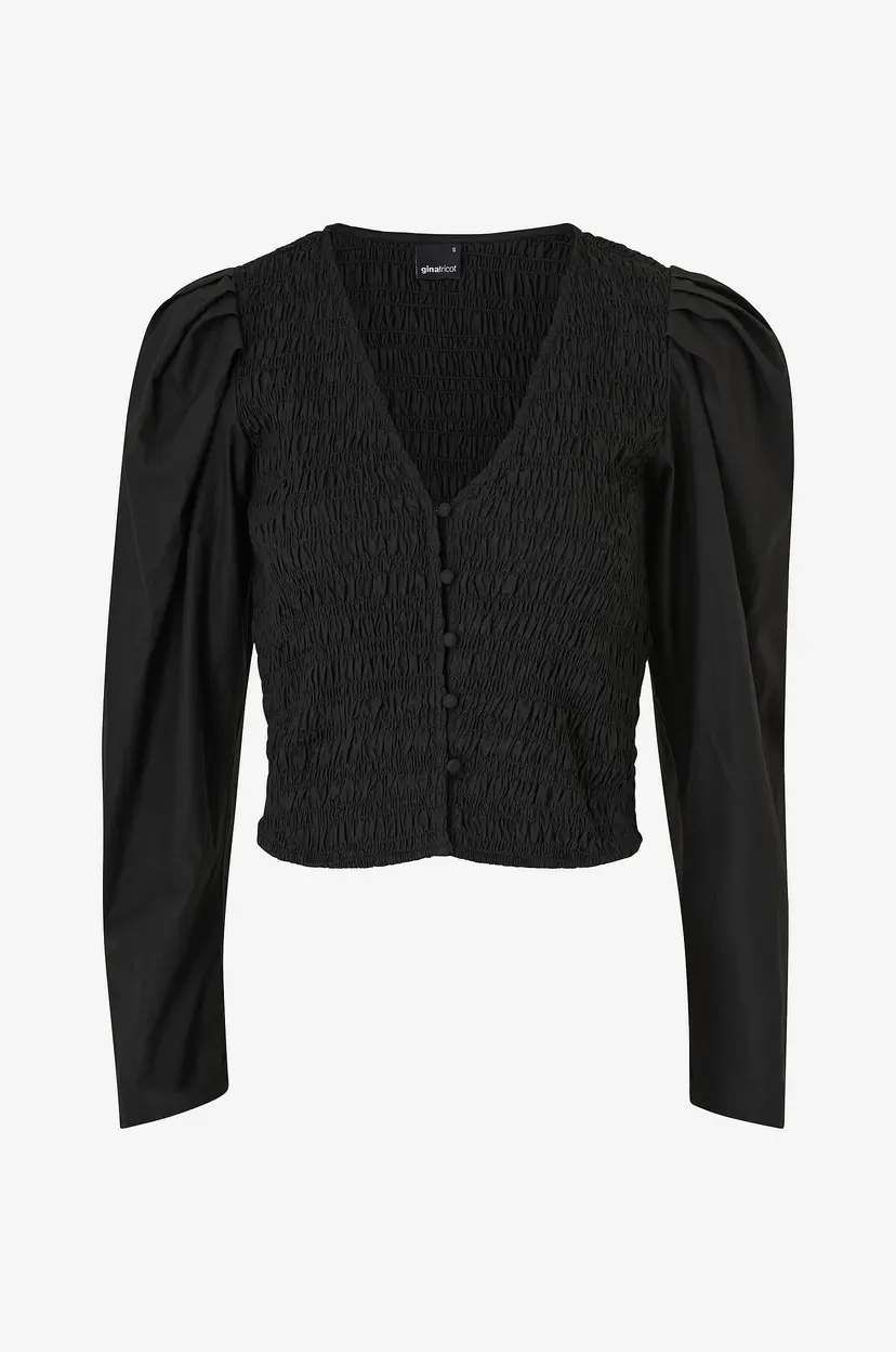 Gina Tricot Bluse Puff Sleeve Blouse - Svart