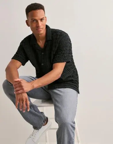 Only & Sons Only & Sons Onsbraddock Reg Ss Resort Waffle Sh Kortermede skjorter Svart
