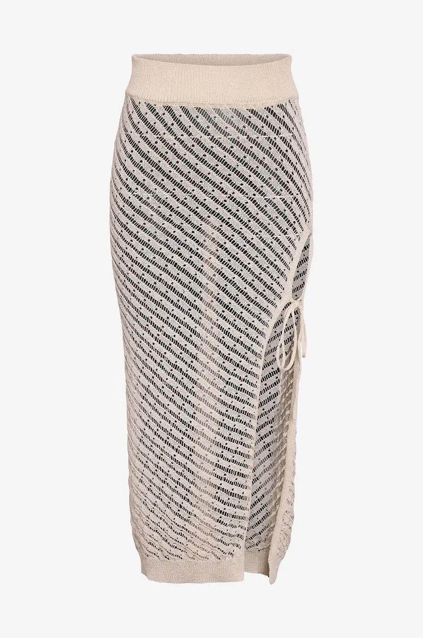 Noisy May Curve Maxi skjørt nmGianna HW Ankle Slit Knit Skrt FW - Beige