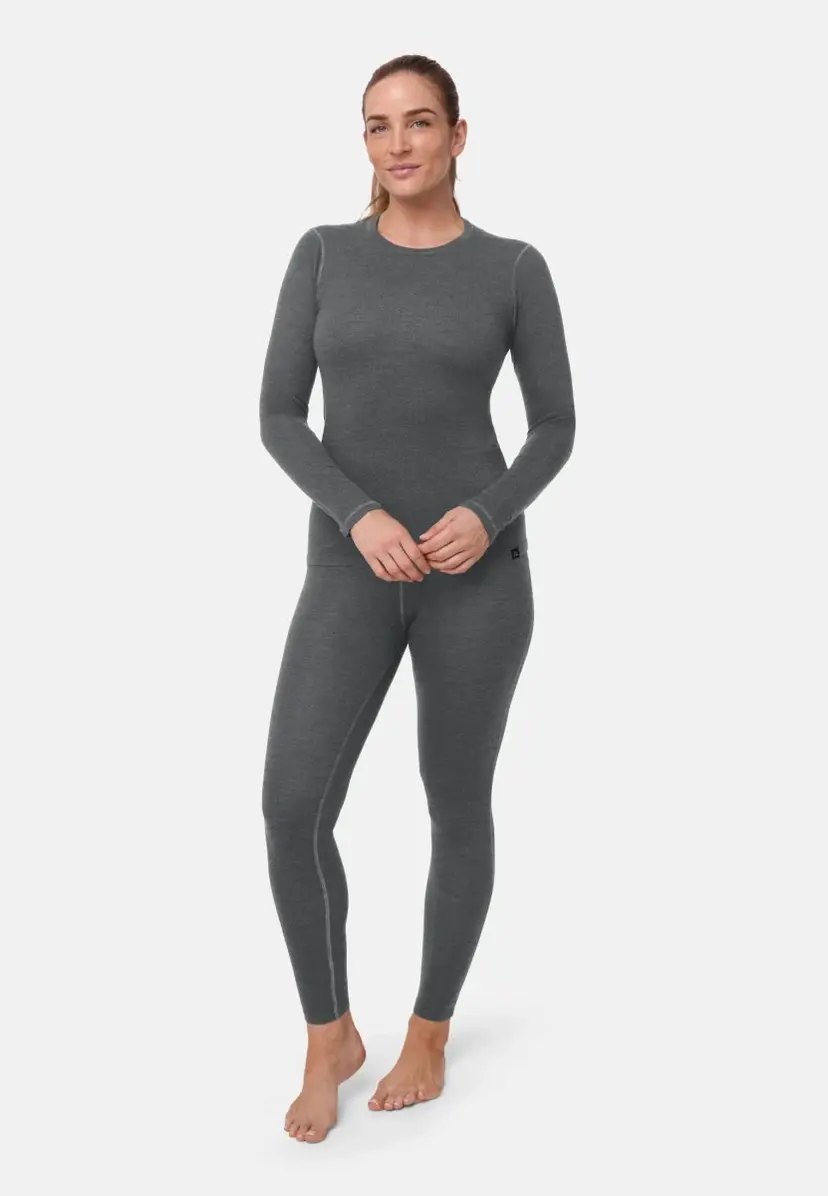 DANISH ENDURANCE MERINO SKIUNDERTØJ til kvinder i Mørkegrå, 180 g/m² Merinould, DANISH ENDURANCE, XS