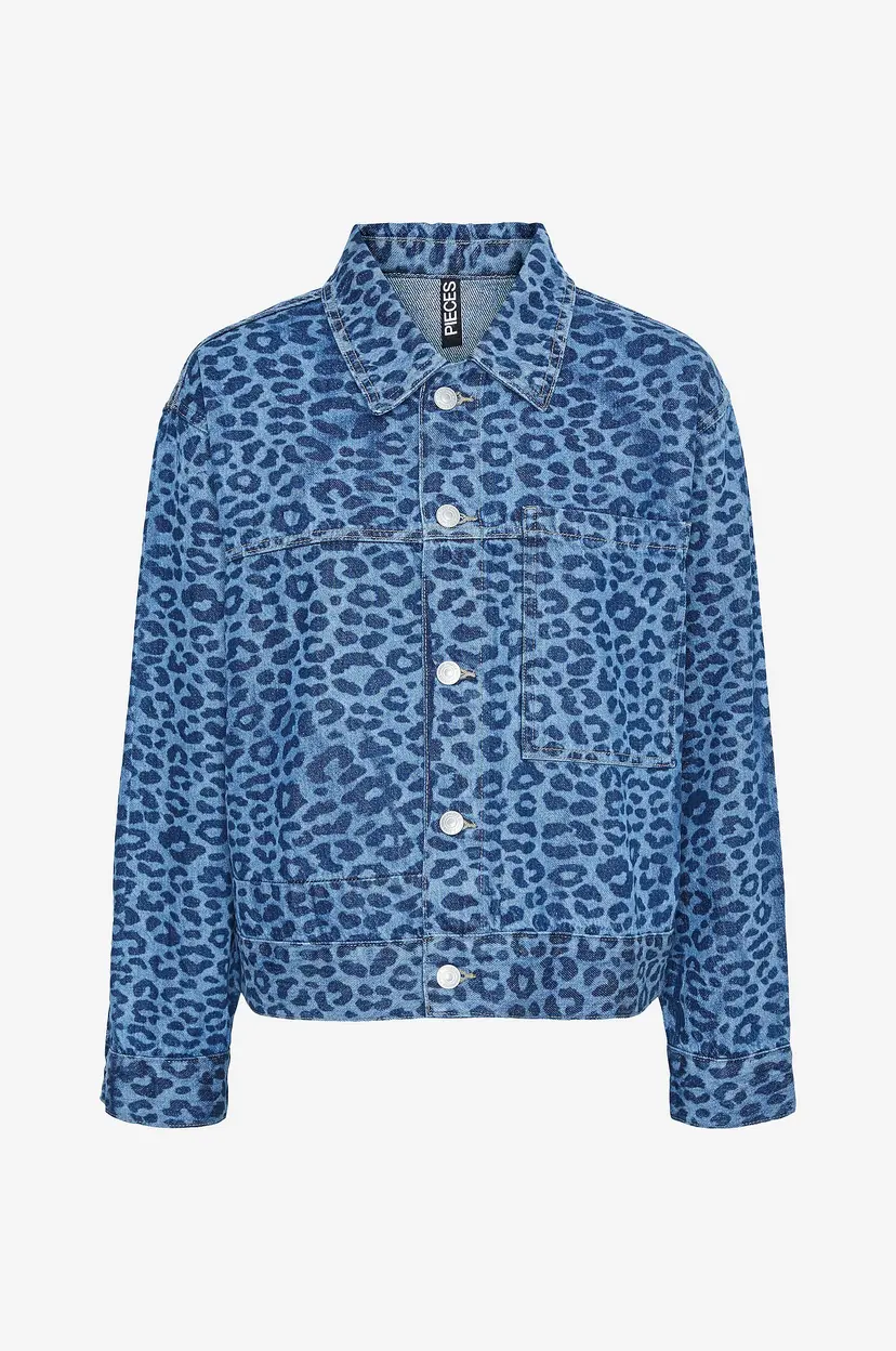 Pieces Skjortejakke pcNova LS Loose Denim Shirt D2d Dmo - Blå