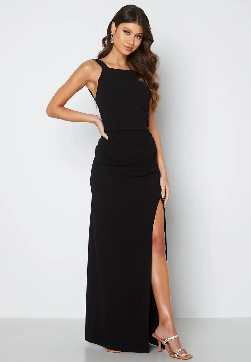 Bubbleroom Occasion Square neck slit maxi dress