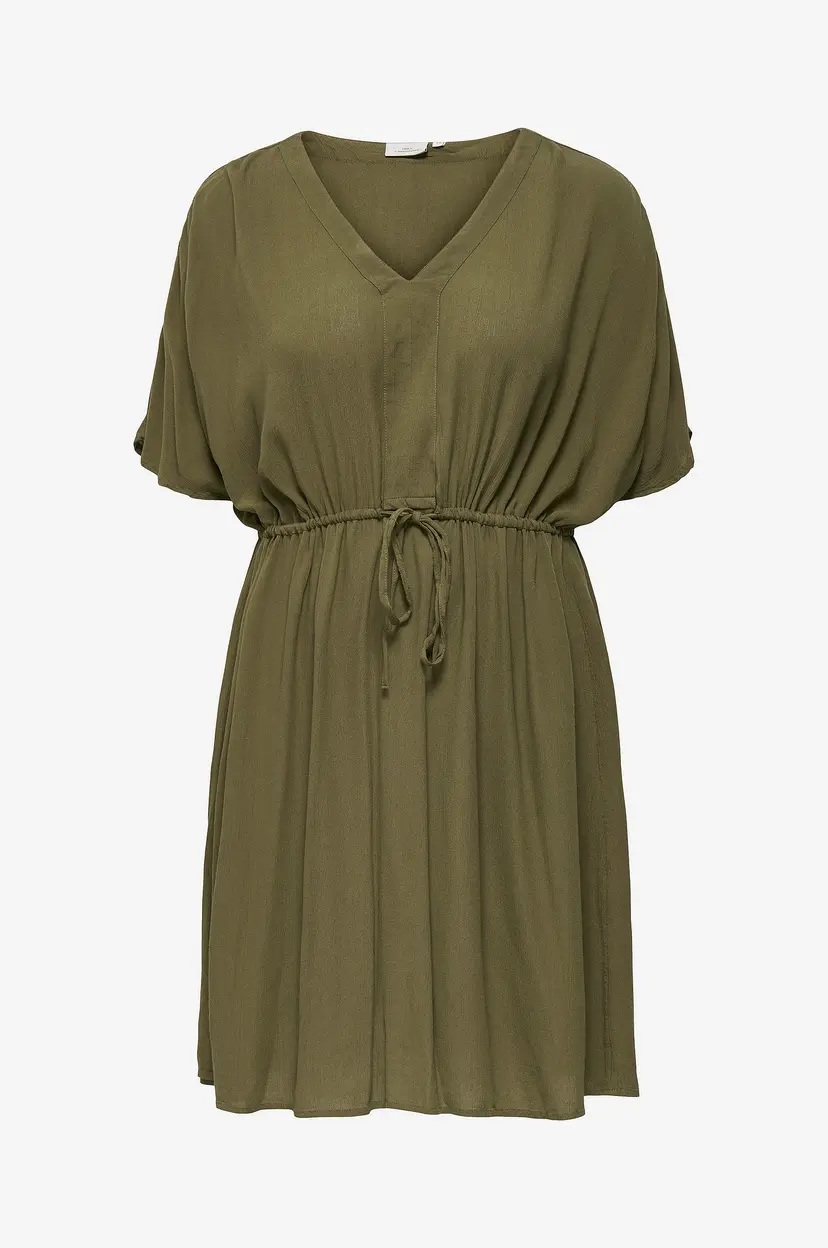 Only Carmakoma Kjole carChiara S/S V-neck Dress - Grønn
