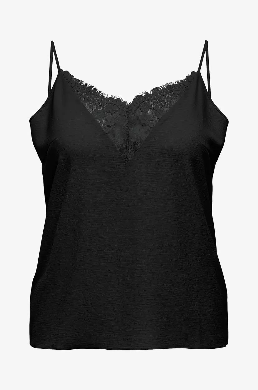 Only Carmakoma Topp carMetta Life Mix Lace Singlet Wvn - Svart