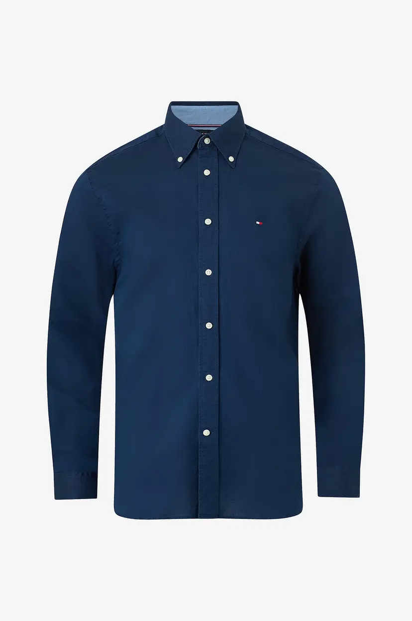Tommy Hilfiger Skjorte Linen Blend Solid Btd RF Sht - Blå