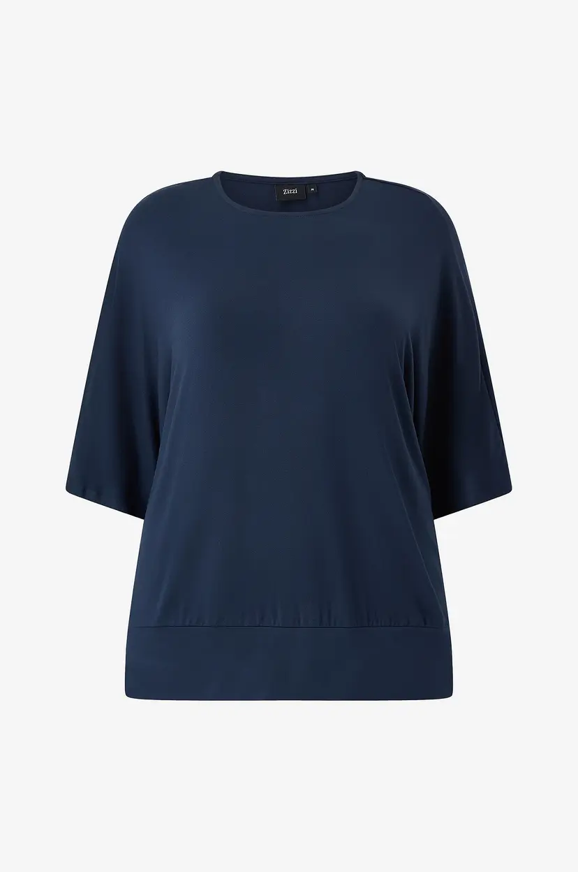 Zizzi Kortermet topp Mcerice, 1/2, Blouse - Blå