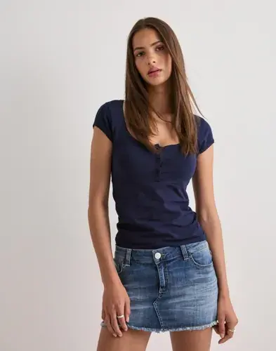 Nelly Nelly - Blå - Mini Heart Pocket Jeans Skirt