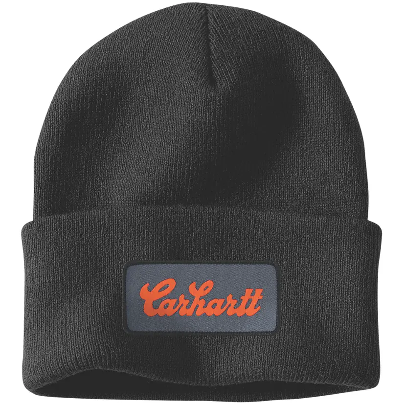 Carhartt Workwear Carhartt Workwear Carhartt M's Knit Cuffed Script Patch Beanie Black