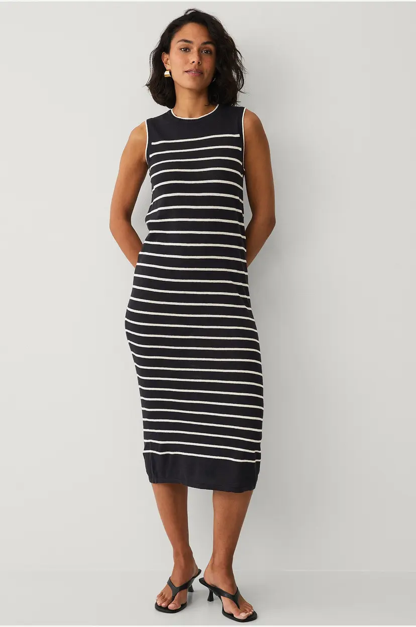 Selected Women Kjole slfEsther SL Knit Contrast Dress - Svart
