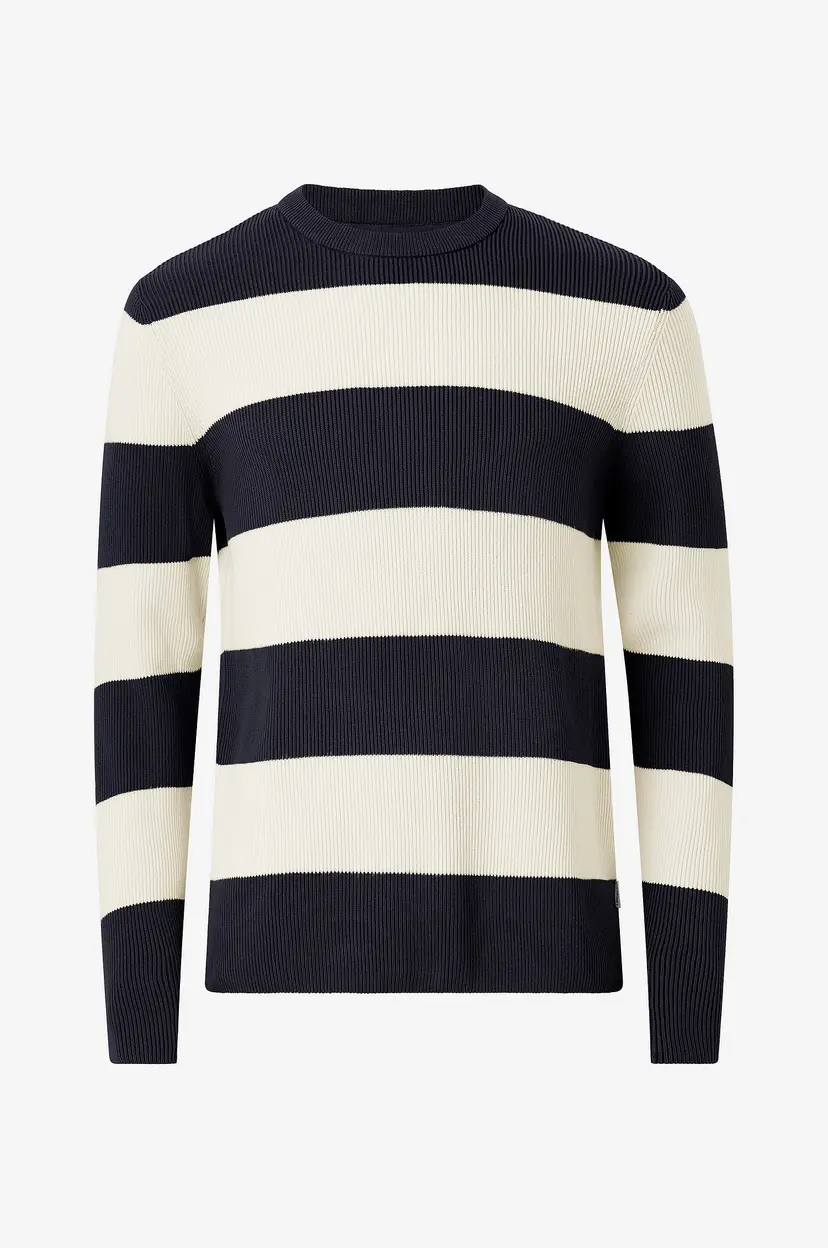 Lindbergh Pullover Rib Knitted Block Stripe Knit - Blå