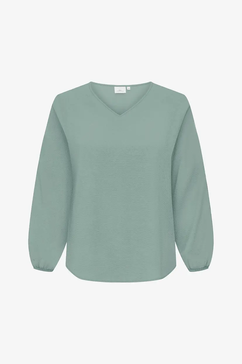 Only Carmakoma Bluse carVica Life L/S V-neck Wvn - Grønn