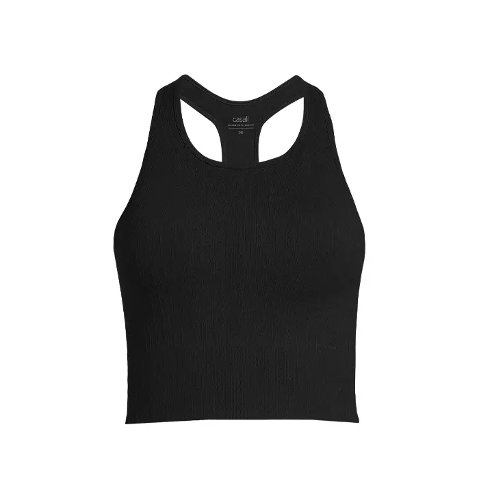 Casall Sportswear Multi Rib Seamless Padded Sports Top, Black