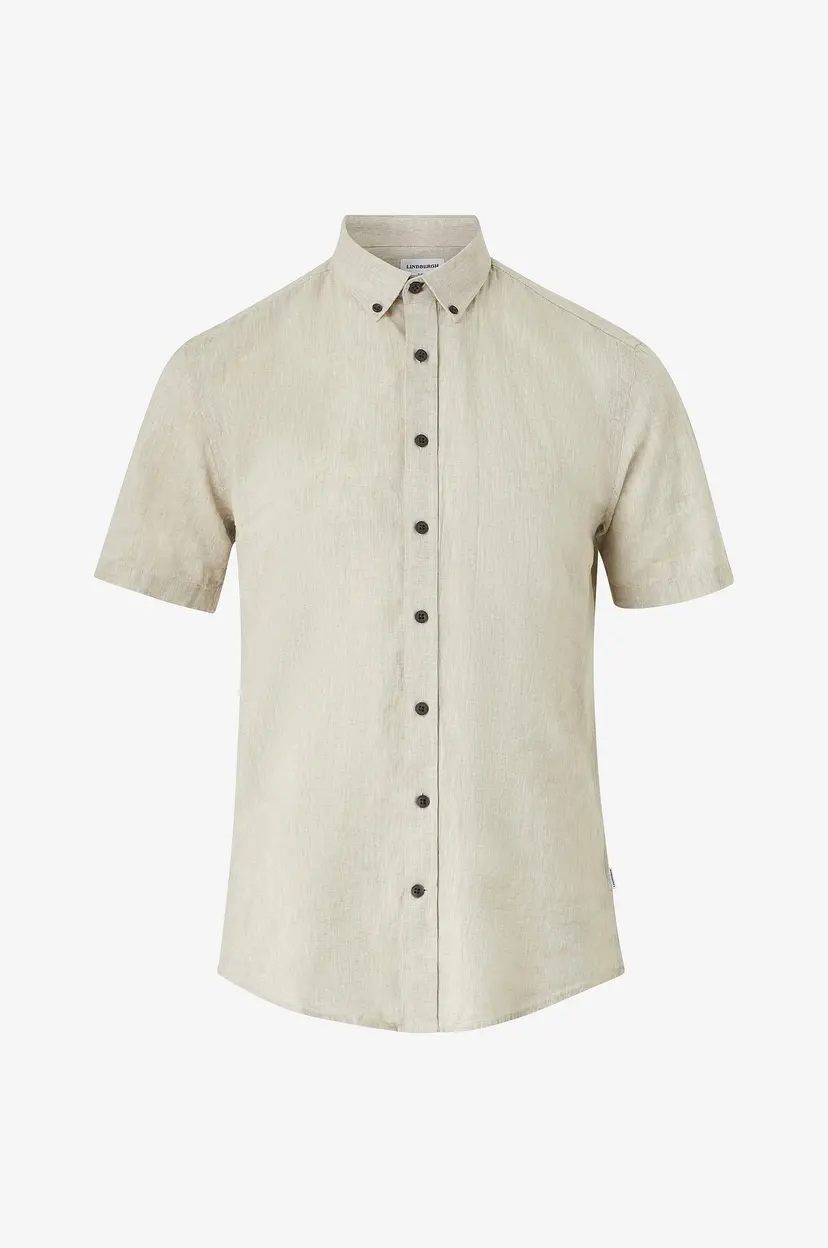 Lindbergh Skjorte Linen Cotton Shirt S/S - Grå
