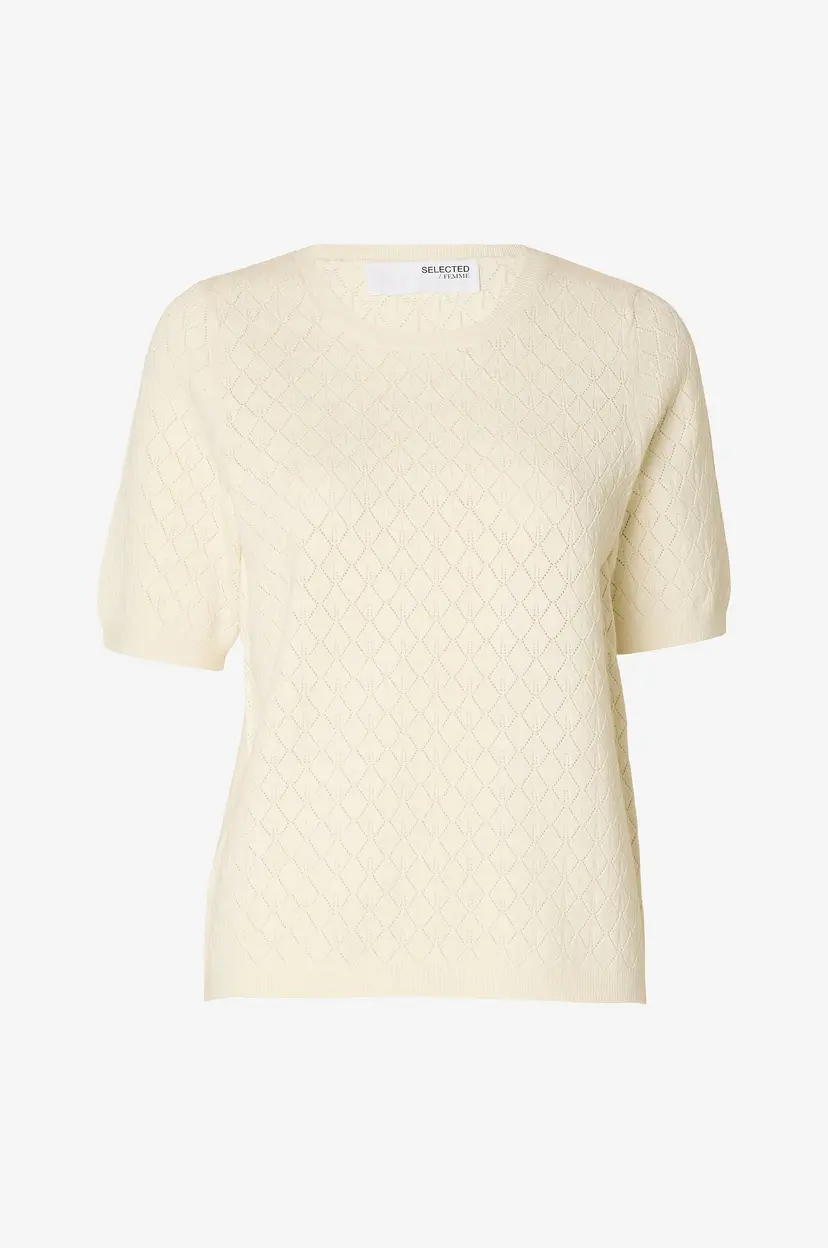 Selected Women Topp slfHelen 2/4 Knit O-neck - Hvit