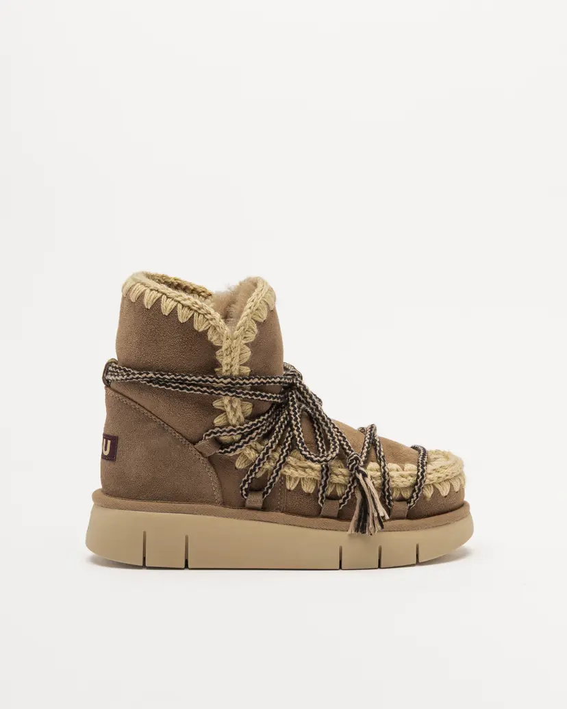 Mou Mou Eskimo Bounce Boot Scoubidoo Lace Taupe Ankle Boots