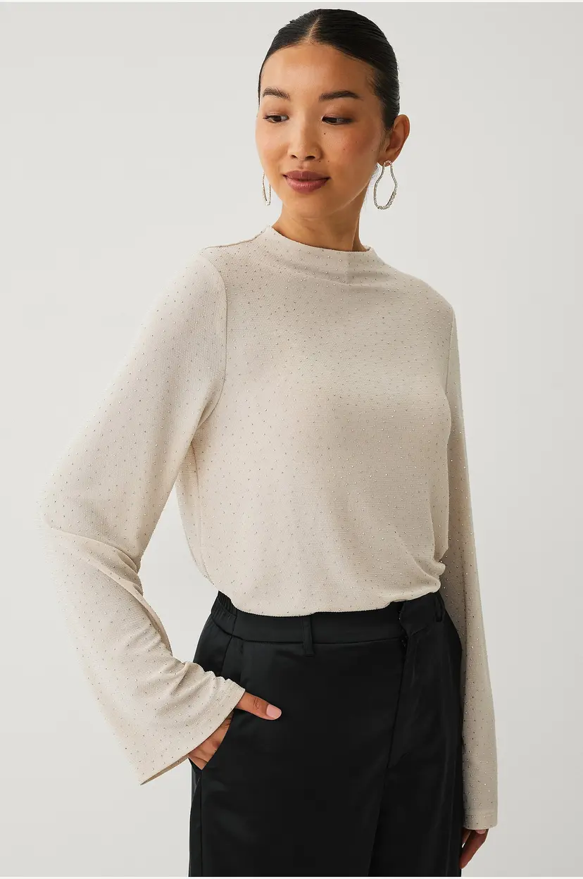 Ellos Collection Topp med rhinstener - Natur