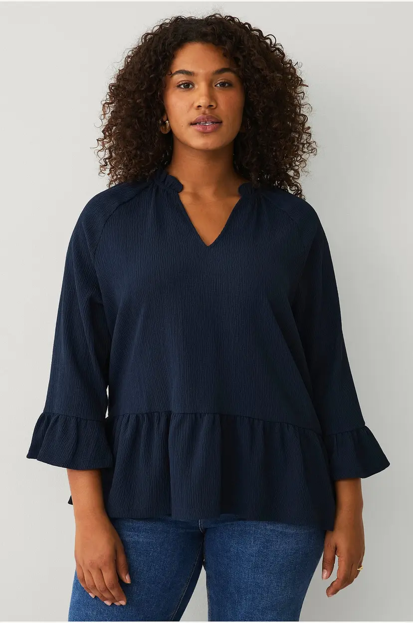 Ellos Plus collection Topp i strukturert jersey - Blå
