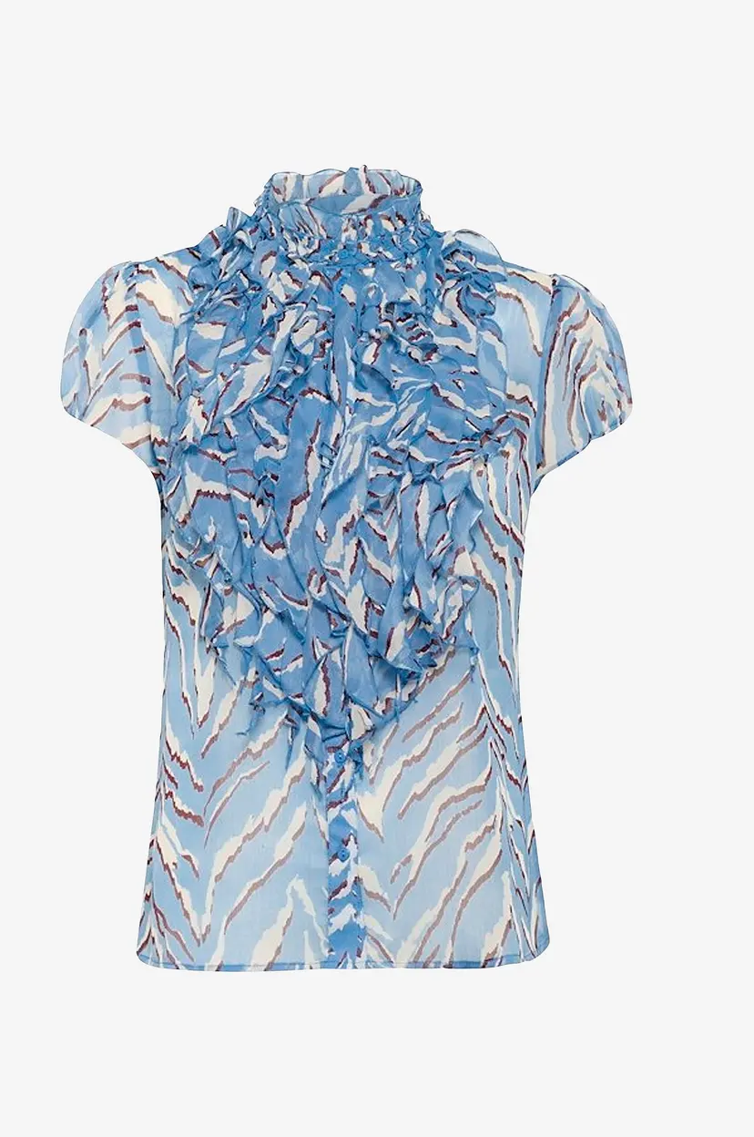 Saint Tropez Bluse LiljaSZ Crinkle SS Shirt - Blå