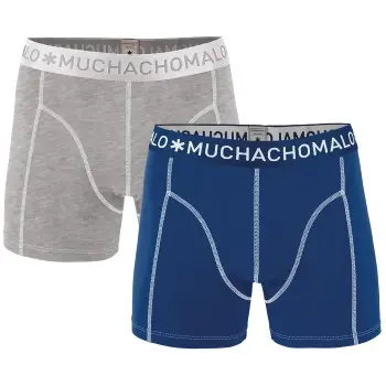 Muchachomalo Muchachomalo 2P Solid Boxer UPP1 Blå/Grå bomull Medium Herre