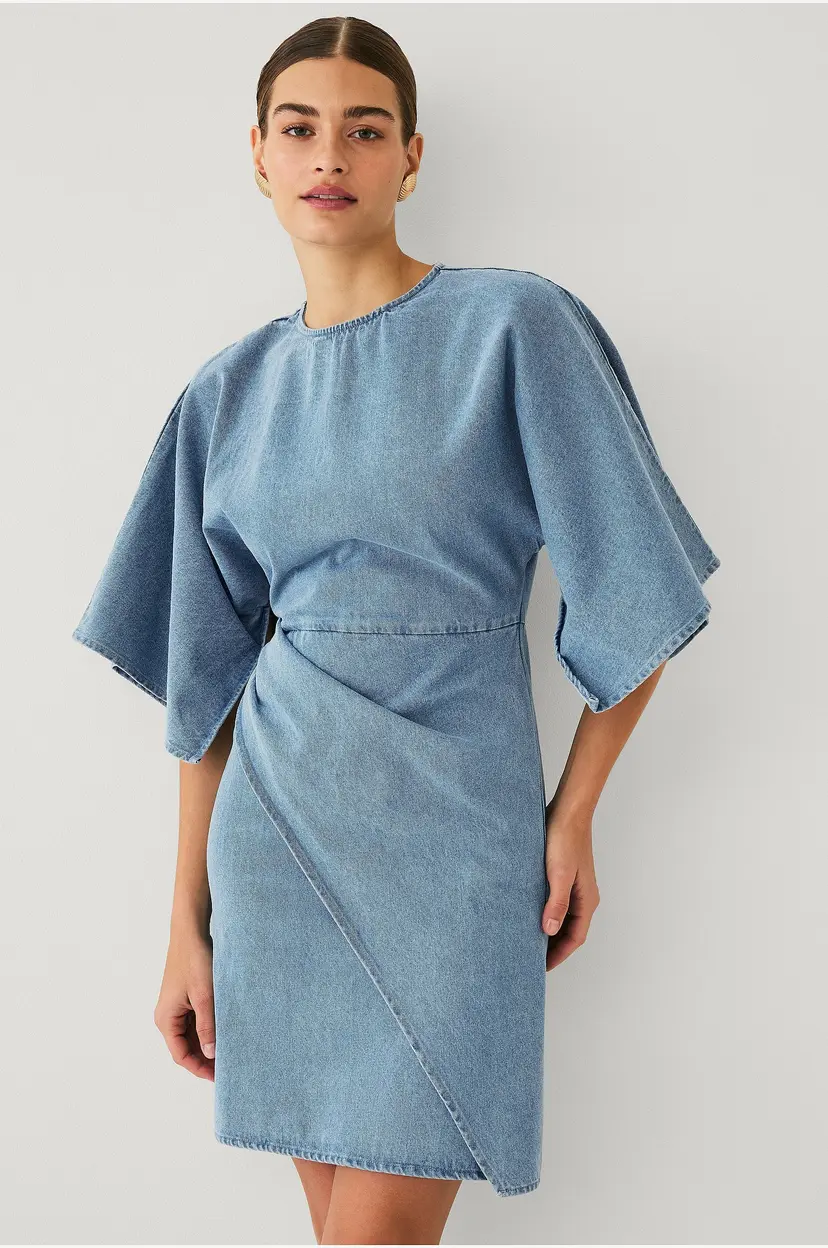 Ellos Collection Denimkjole med vide ermer - Blå
