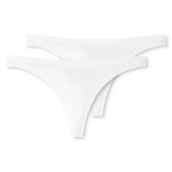 Schiesser Schiesser Truser 2P 95-5 Organic Cotton Thongs Hvit økologisk bomull Large Dame