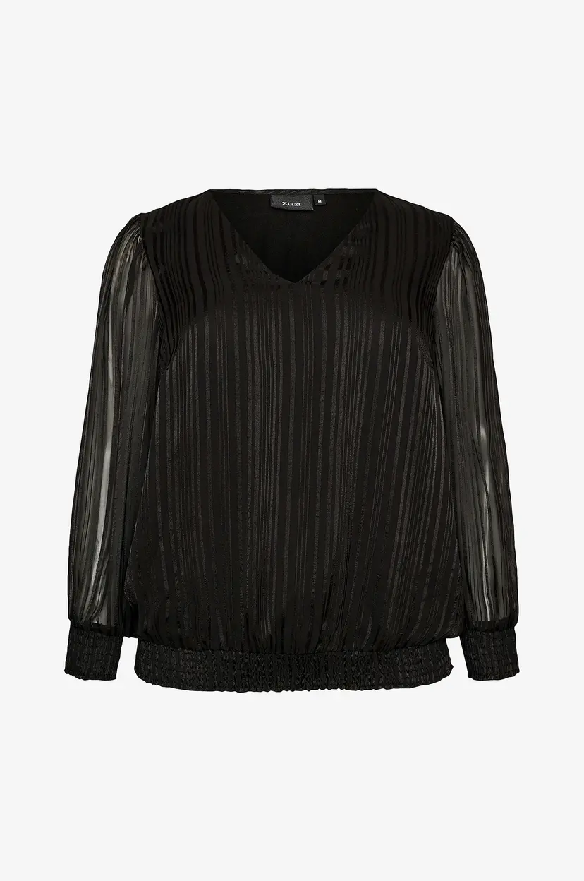 Zizzi Bluse Marita, L/S, Blouse - Svart
