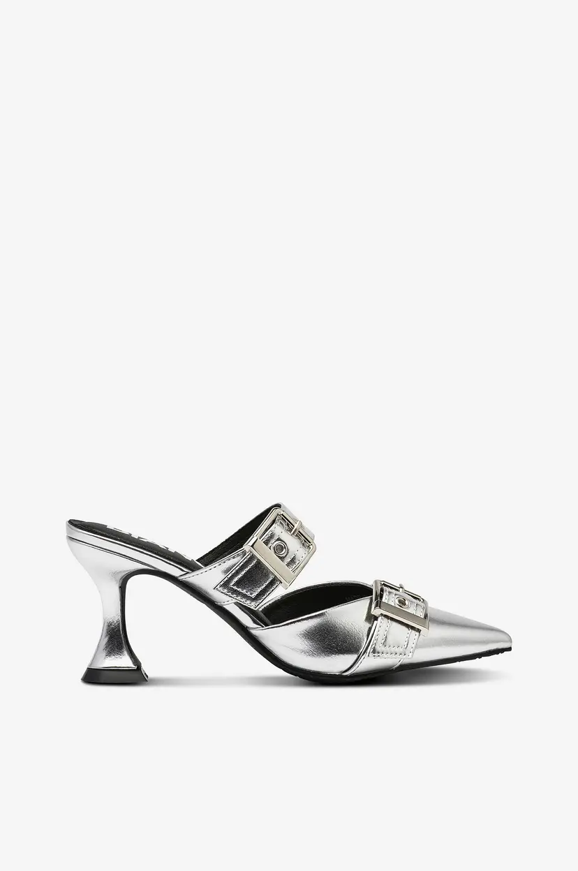 Bianco Sandaletter biaGlam Mule Double Buckle Metallic PU - Sølv