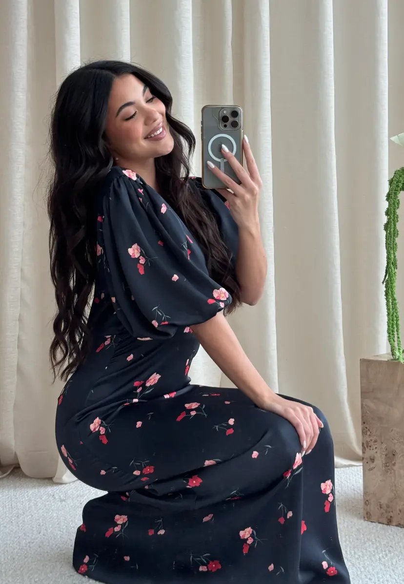 Bubbleroom Occasion Puff Sleeve Ankle Dress