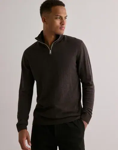Jack & Jones Jack & Jones Jjeemil Knit Half Zip Noos Half zip Brun