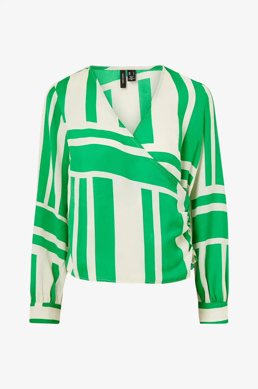 Vero Moda Bluse vmBrita L/S Rouching Midi Top - Grønn
