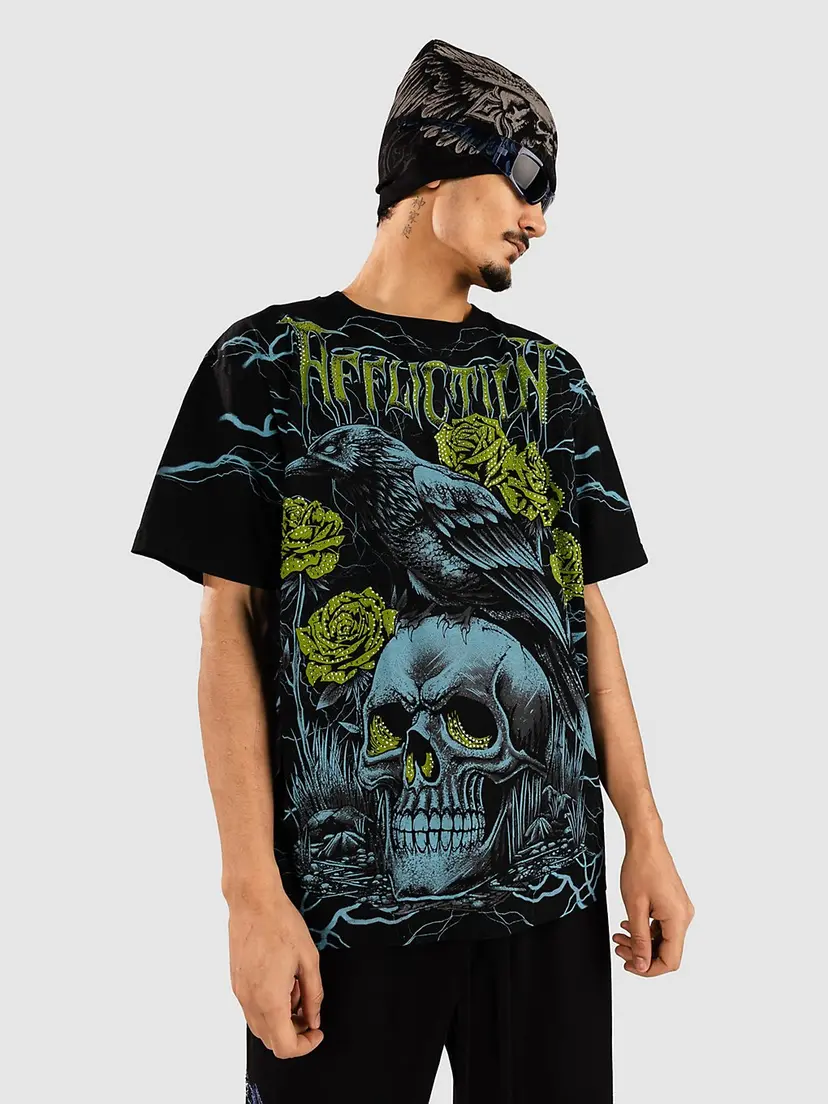 Affliction Affliction Midnight Curse T-skjorte mønster
