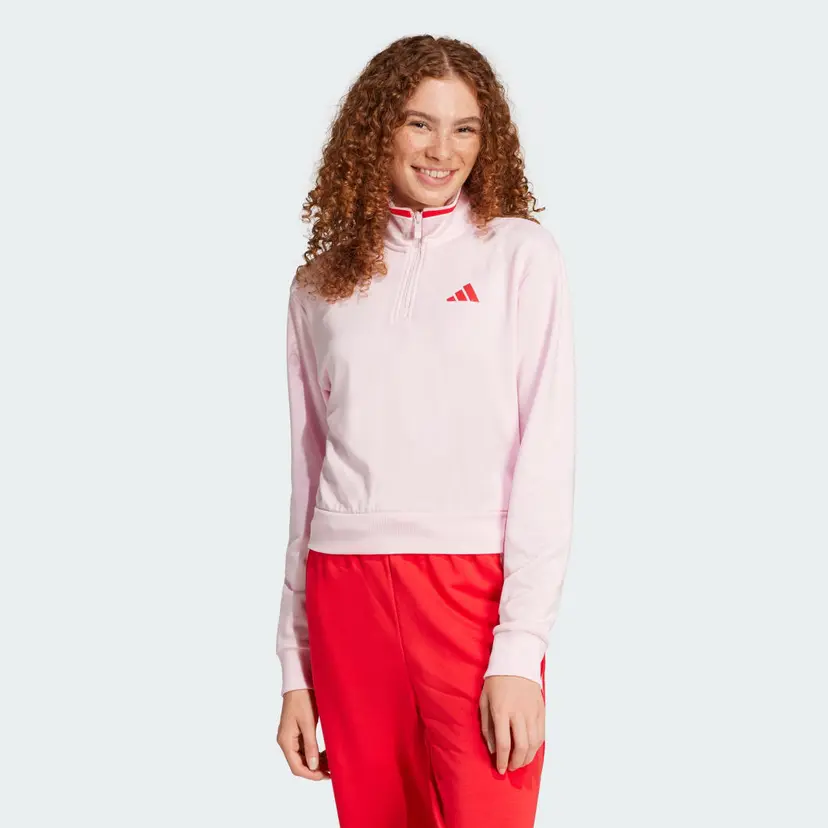 Adidas Essentials Color Pop French Terry Crop Quarter-Zip Treningsjakke