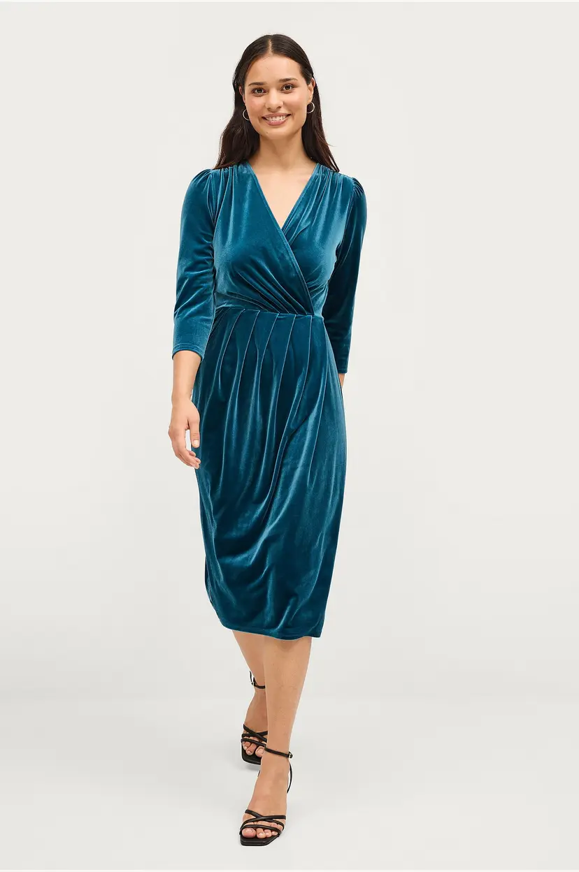Ellos Collection Velurkjole Dress Sessan - Blå