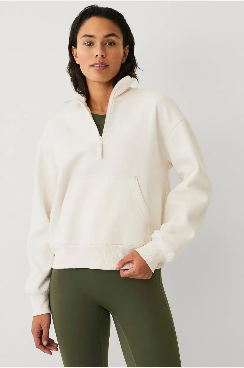 Ellos STUDIO Collegegenser Halfzip Core - Natur