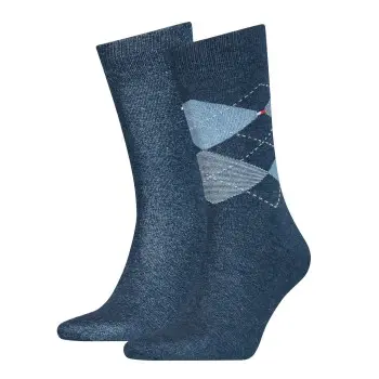 Tommy Hilfiger Tommy Hilfiger Strømper 2P Men Sock Check Jeansblå Str 47/49 Herre
