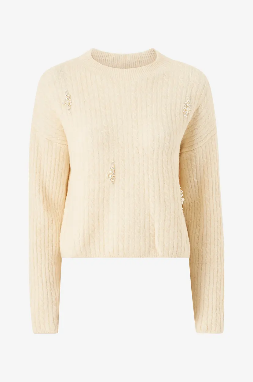 ONLY Genser onlMarilla LS Pearl Oneck Knt - Beige