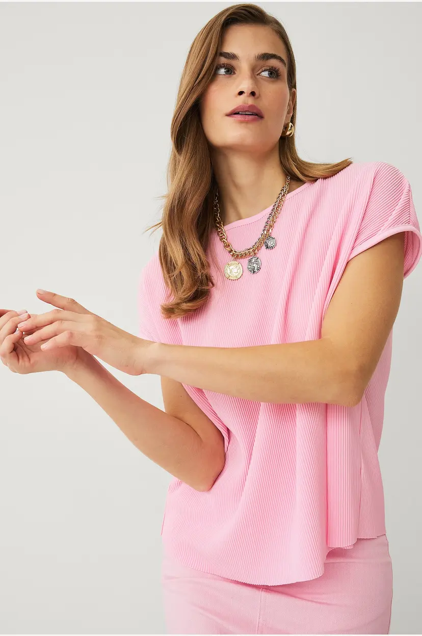 Ellos Collection Plissert jerseybluse - Rosa