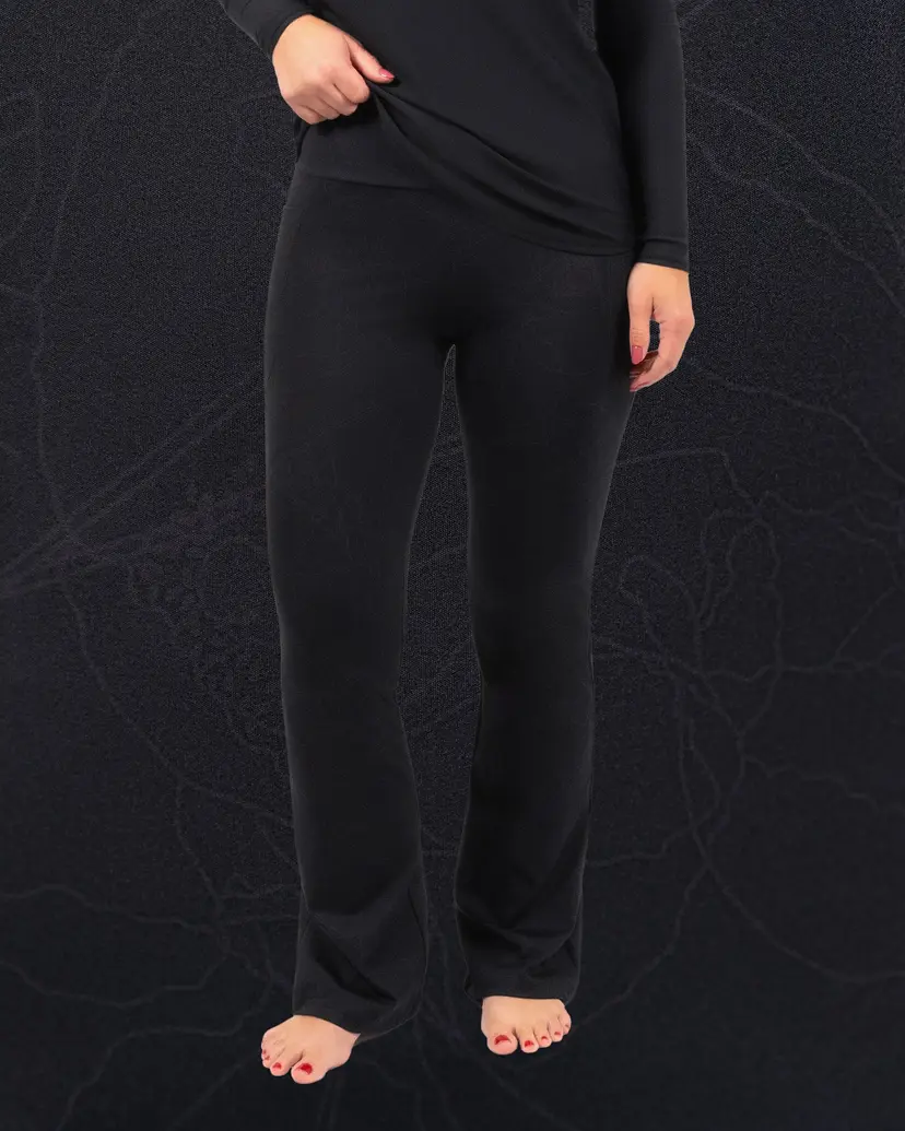 Hightex Maya Black Botanical Flared Leggings