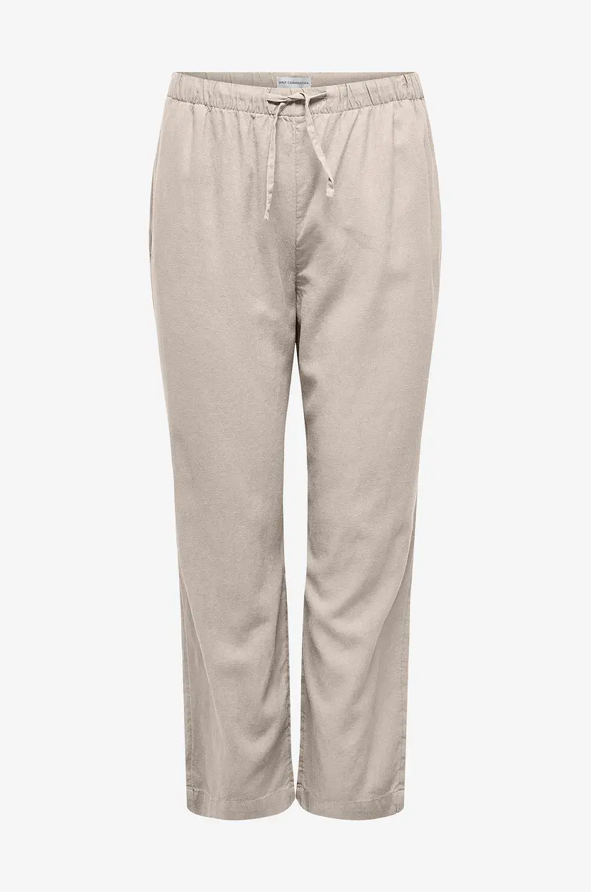 Only Carmakoma Bukser carCaro MW Linen BL Pull-up Pant TL - Beige