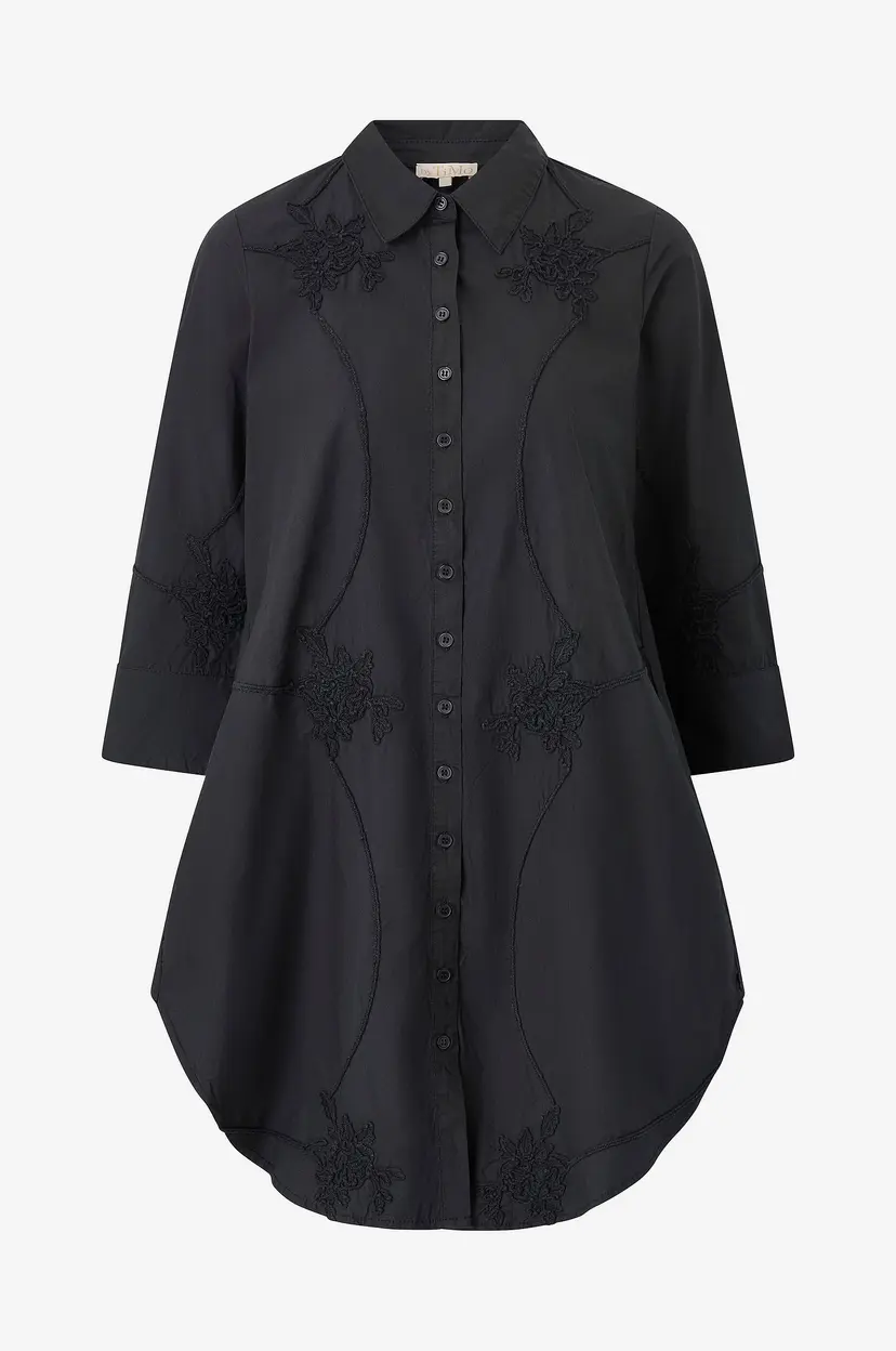 By Timo Kjole Embroidery Poplin Shirt Dress - Svart