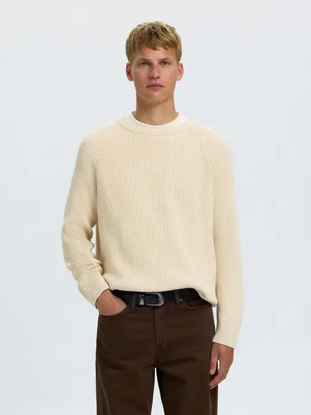 SELECTED Slmbraun Knit Rlx Rib Crew Neck